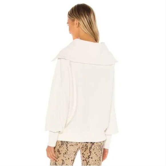 Varley Vine Half Zip Pullover Ottoman Rib Knit Oversized Spread Collar Ivory - Picture 14 of 14